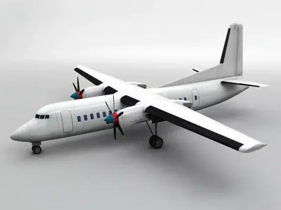  Fokker 50 Airliner - Generic White Low-poly 3D model