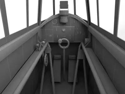 Cockpit Hawker Hurricane WWII Aircraft Low-poly 3D model
