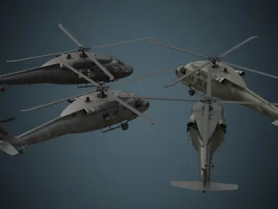 Military Helicopter 1A Low-poly 3D model