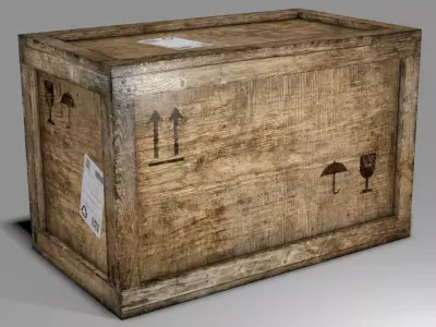 wooden crate PBR 4K Low-poly 3D model 11