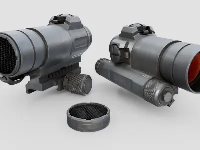 Complete rifle scope and red dot optic bundle 3D Model Pack
