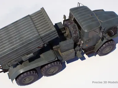 BM-21 Soviet truck-mounted 122 mm multiple rocket launcher 3D model