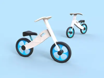 Wooden balance bike for kids - minimalistic bicycle  3D model