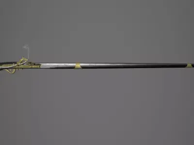 Malay 16th Century Matchlock Firearm AKA Istinggar 3D model