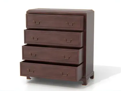 Antique Wooden Chest of Drawers Low-poly 3D model