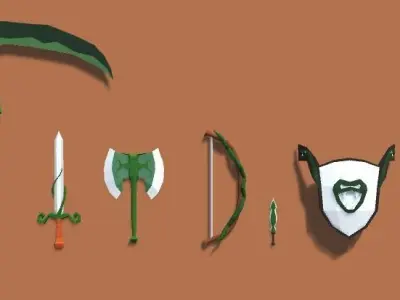 Lowpoly Weapons fantasy Low-poly 3D model