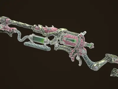 Modular toxic rifle shotgun revolver axe knife Low-poly 3D model