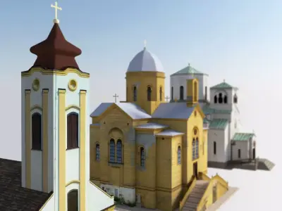 Small Churches Low-poly 3D model
