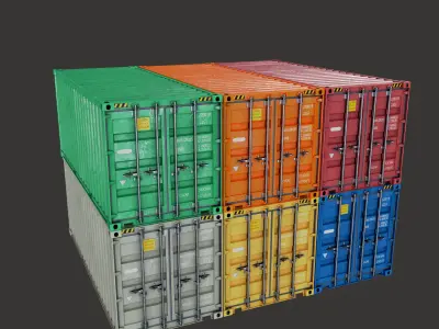 20Ft Standart Containers Low-poly 3d model Low-poly 3D model