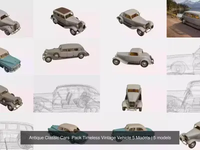 Antique Classic Cars  Pack Timeless Vintage Vehicle 5 Models