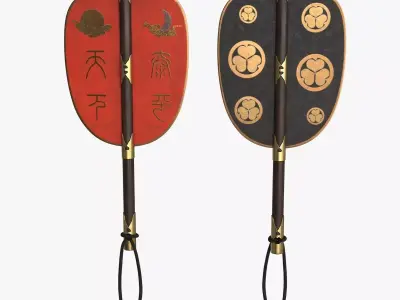 Japanese War Fan Gunbai Low-poly 3D model