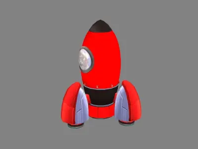 Cartoon red rocket Low-poly 3D model