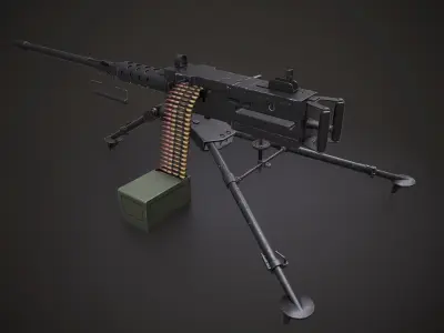 Machine gun - Browning M2 - Low Poly 3d Model Low-poly 3D model