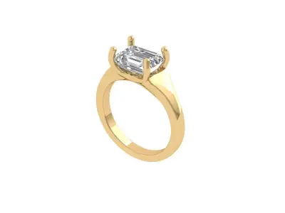 Emerald Solitaire Ring 3D print model 15