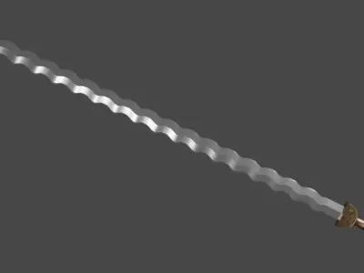 Flamberge sword with Gladius handle Low-poly 3D model