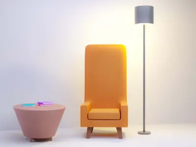 Comfortable Modern Minimalist Chair Blender 3D Interior Scene Free 3D model