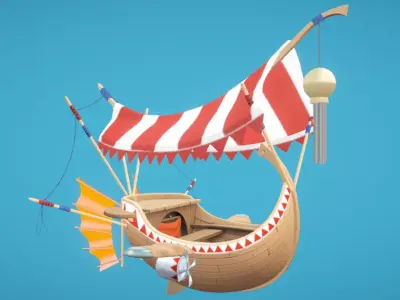 Flying Merchant Ship Low-poly 3D model