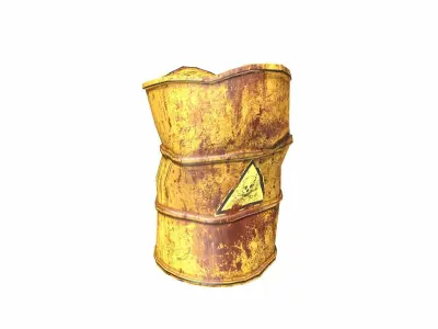 Metal painted old oil and fuel barrels collection da1 Low-poly 3D model