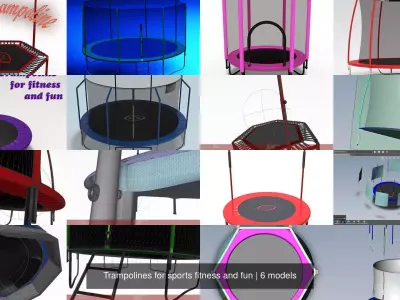 Trampolines for sports fitness and fun 3D Model Pack