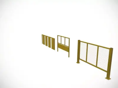 Metal Pedestrian Safety Barricades  Low-poly 3D model