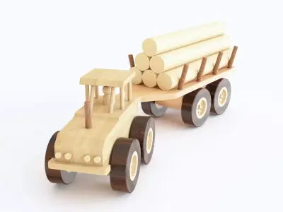 Wooden toy bulldozer 01 3D model