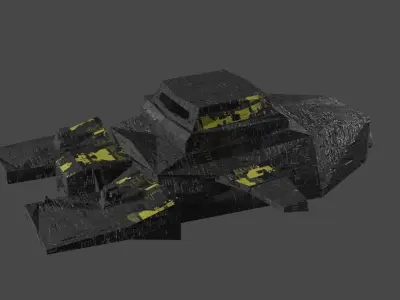 SpaceShip Low-Poly PBR Model tank Low-poly 3D model