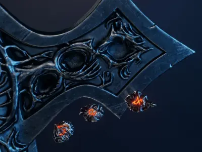 Demonic fantasy battle axe 4K Low-poly 3D model