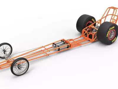 Chassis of front engined dragster 3D model