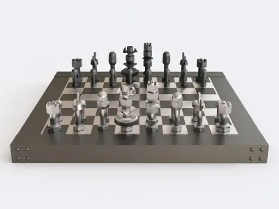 Chess of bolts and nuts 3D model