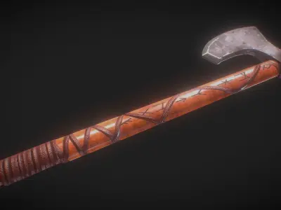 Battle Axe Low-poly 3D model 13