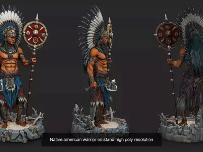 Fantasy native amerian warrior and equipment High Resolution 3D Model Pack