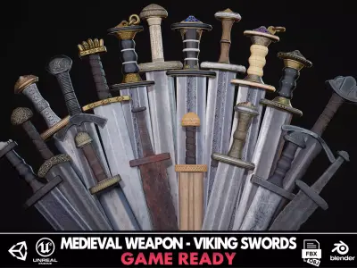 Medieval Weapon - Viking Swords Low-poly 3D model