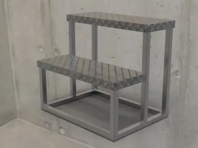Ladder metal step stool Low-poly 3D model