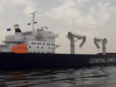 Cargo Ship 1  Low-poly 3D model