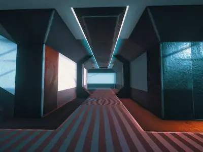 Game-Ready 3D Modular Spaceship Interior Low-poly 3D model