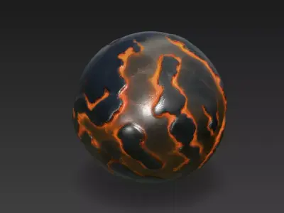 Volcanic Magma Sphere - 4K PBR Stylized Lava Rock Asset 3D model