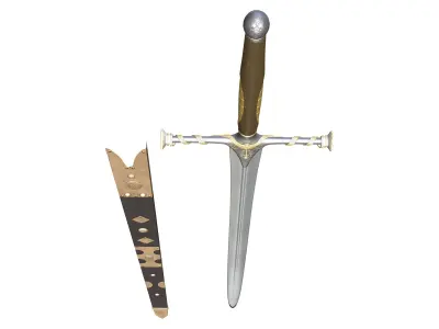 Medieval Male Long Sword and Scabbard Low-poly 3D model