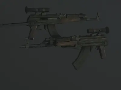AKM-AKMS modified Low-poly 3D model