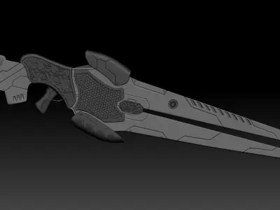High Poly Sci Fi Weapon 3D model