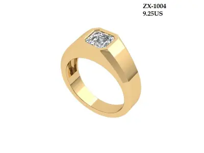 Asscher Solitair Ring 3D print model 3