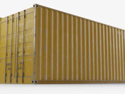 20Ft Cargo Container - Yellow - Dirty 3D model