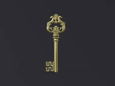 Royal Baroque Key - Ornate Horse Crest 3D print model