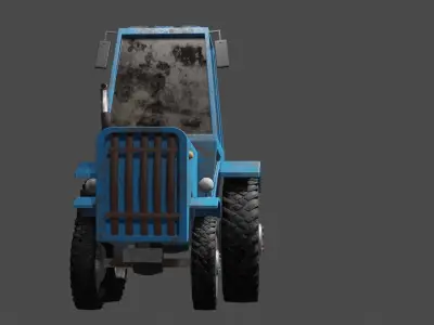 Old rusty tractor  Low-poly 3D model