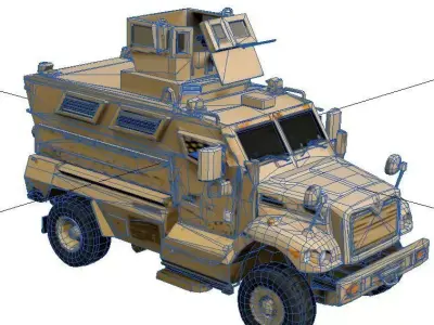 International MaxxPro Armored Vehicle Low Poly MRAP Truck Low-poly 3D model