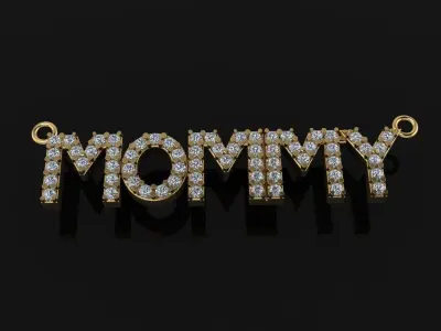 MOMMY DIAMOND PENDANT NECKLACE FRAME 3D print model