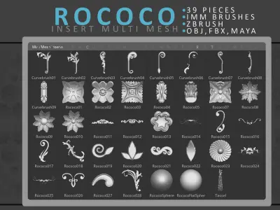 Rococo Brush Set 3D model