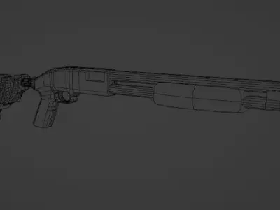 Shotgun Low-poly 3D model 4