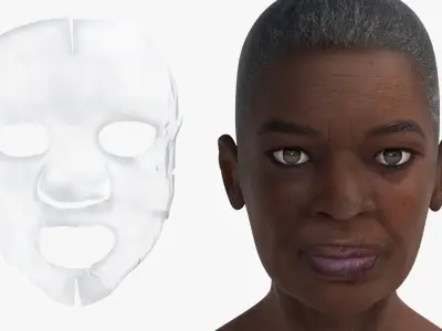  Cosmetic Facial Mask on Face Black Woman Fur 