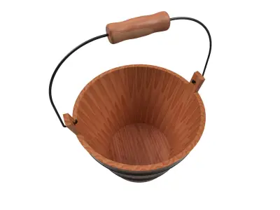Wooden bucket Low-poly 3D model purchase