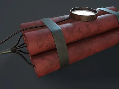 dynamite grenade Low-poly 3D model